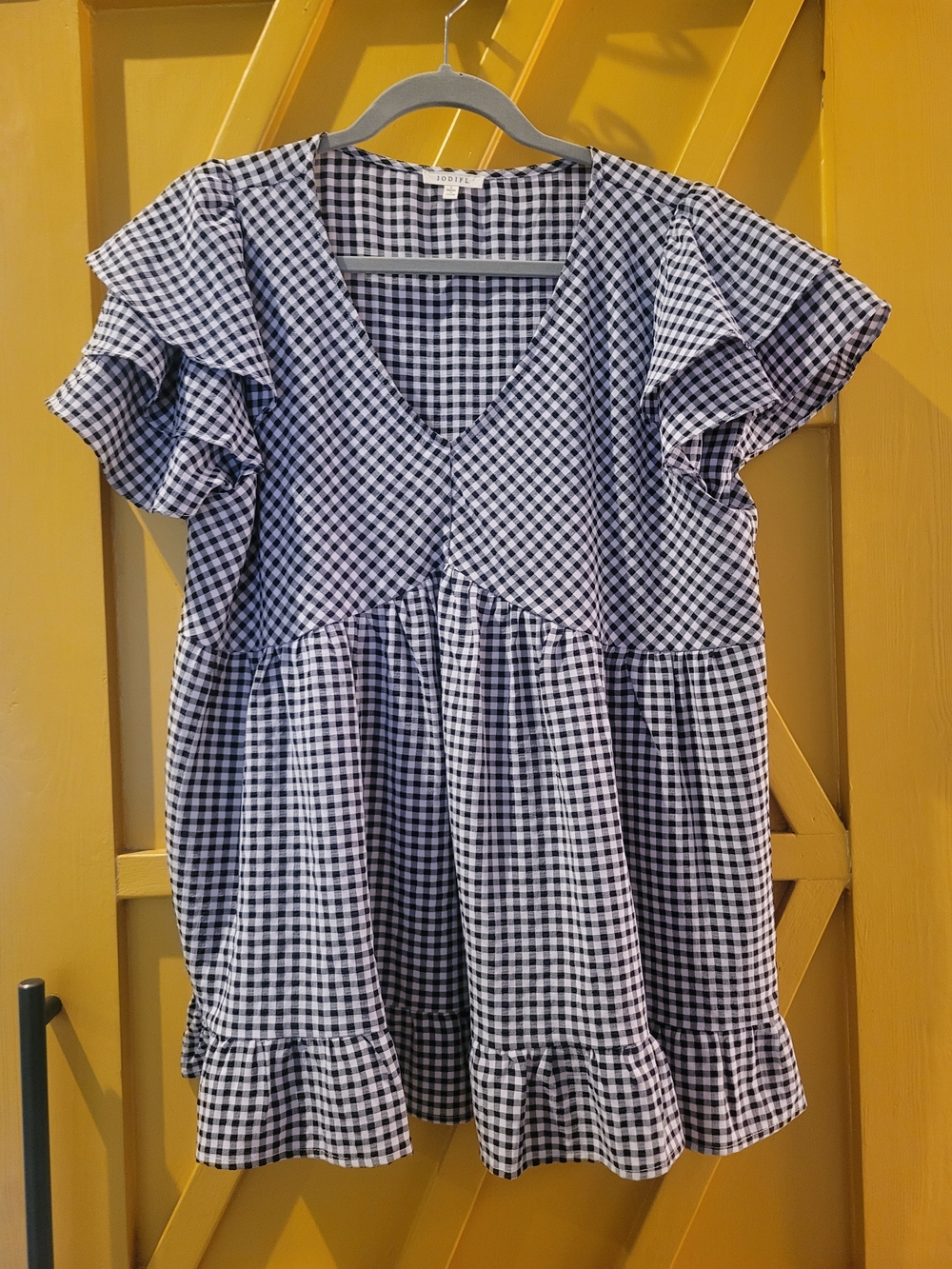JODIFL Black and White Gingham  Blouse